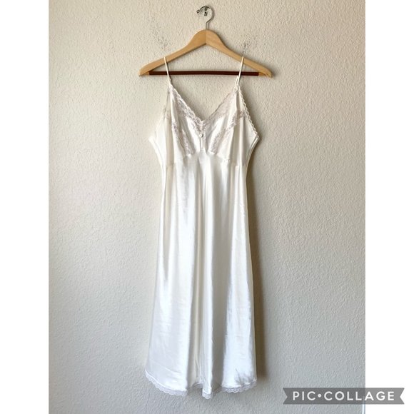 Vintage CHRISTIAN DIOR Nightgown Chemise Slip White Lace - Picture 1 of 11